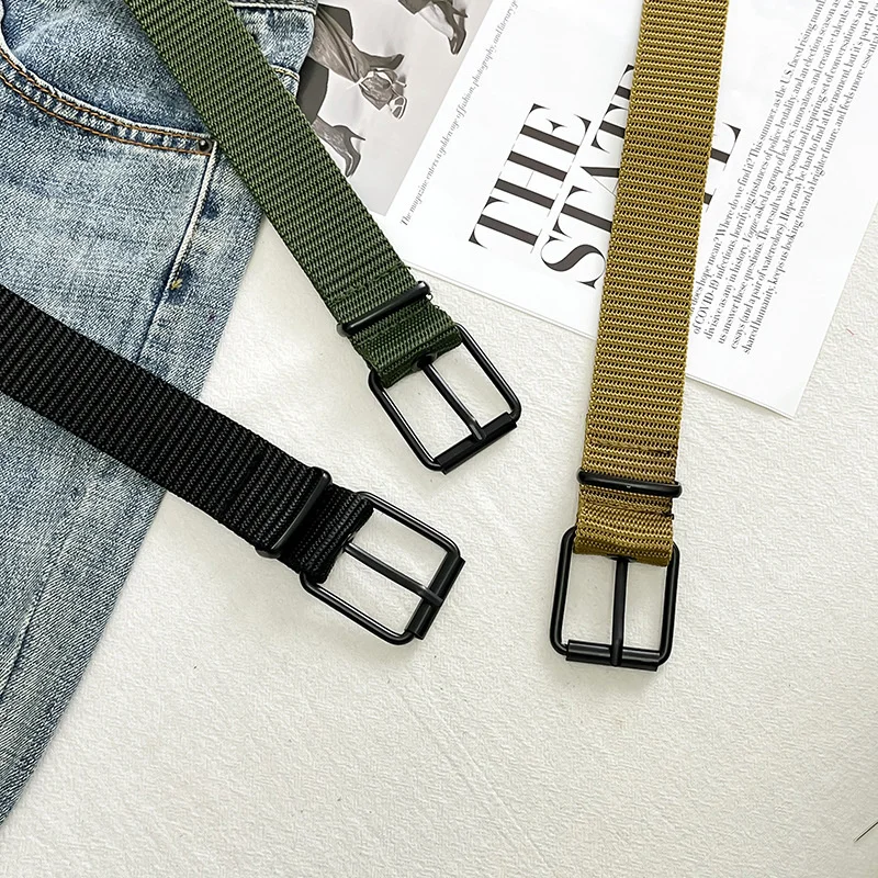 New Canvas Belt Men Tactical Belts Selling Men's Outdoor Sport Simple Practical Weave Nylon Canvas Cowboy Pants Women Belt