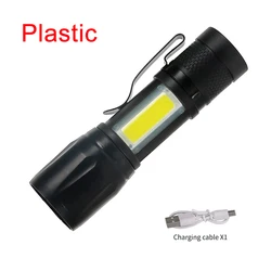Rechargeable Portable LED Flashlight with Built - in Battery and Zoom - Waterproof Emergency Torch with 3 Lighting Modes (1PC)