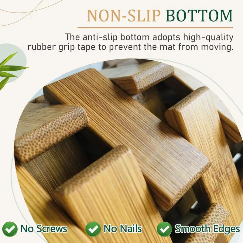 Alfombra de baño de bambú para baño, ducha de madera, impermeable,  antideslizante, accesorios de 16 x 24 pulgadas, fácil de limpiar, natural,  1 unidad