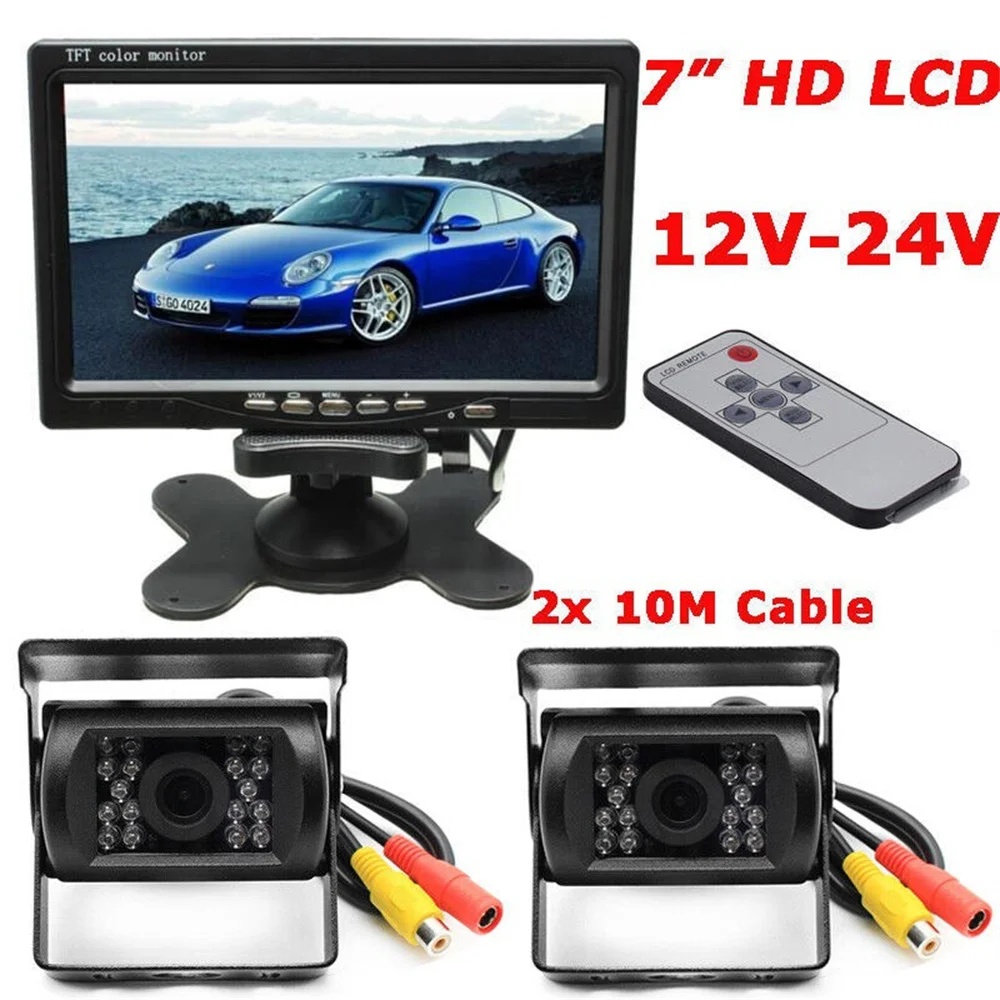 

7 Inch Car Rear View Monitor eavy Duty CCD Color Rear View Parking Reversing Backup Camera with 10m RCA Video Cable & Power Cab