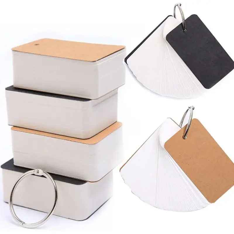

50/100pcs/box Handwritten Card Notepads Cowhide Color Word Memo Pad Blank Kraft Paper Cute Ring Buckle Letter
