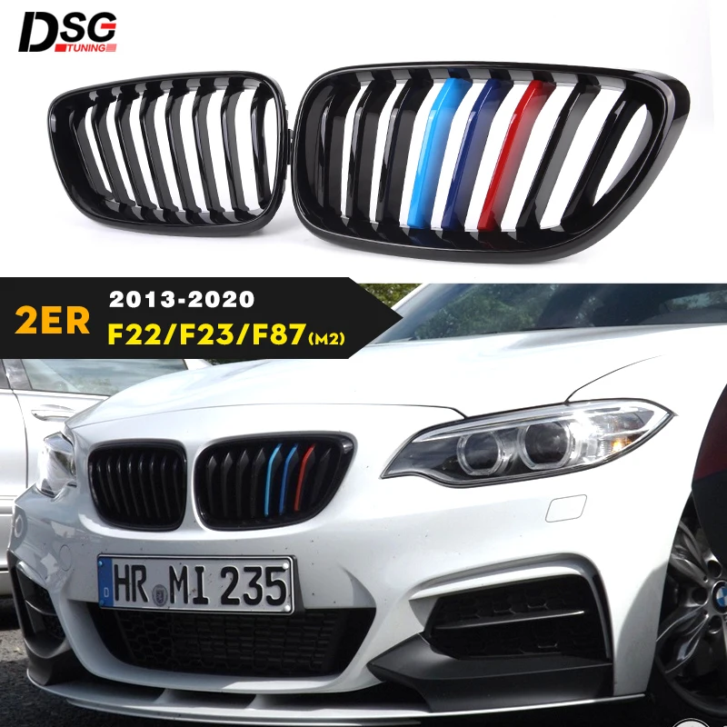 2 Series F22 Carbon Fiber + ABS Front Bumper Racing Grille Kidney Grills For BMW F87 M2 F23 Convertible F22 Coupe 2014 -