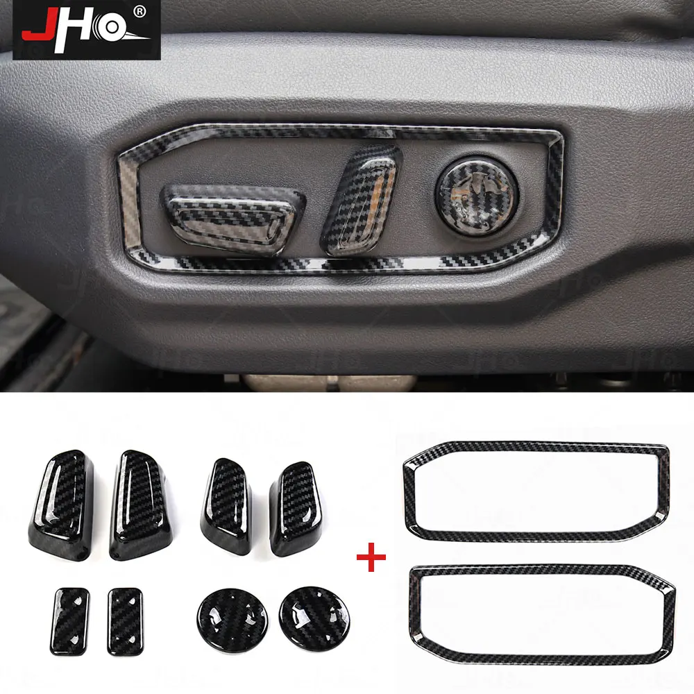 

JHO ABS Carbon Grain Seat Adjustment Switch Frame Overlay Cover Trim for Toyota Tundra 2022 2023 Car Accessories