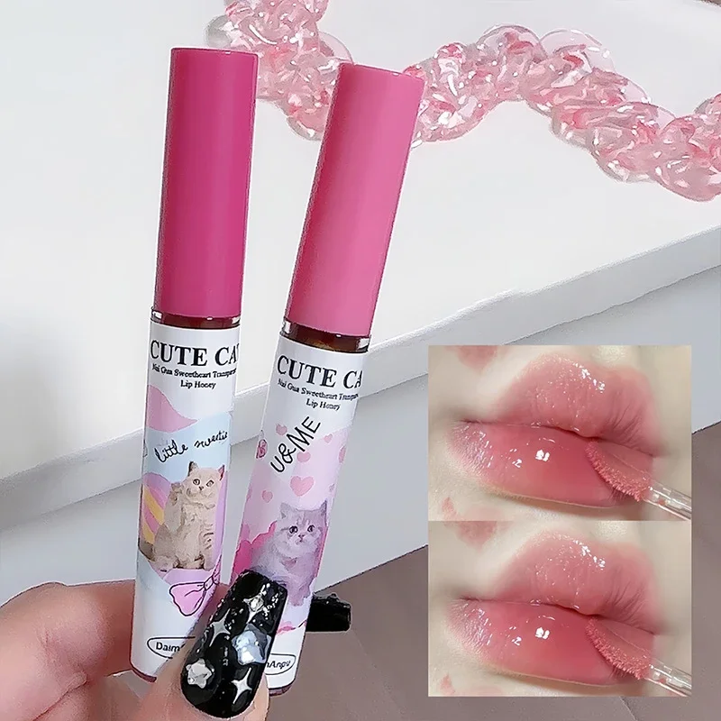 6Pcs/set Cute Cat Mirror Water Lip Gloss Set Red Tint For Lips Makeup Long Lasting Glass Lip Glaze Waterproof Lipstick Kit lip gloss lip makeup lip glaze lip tint