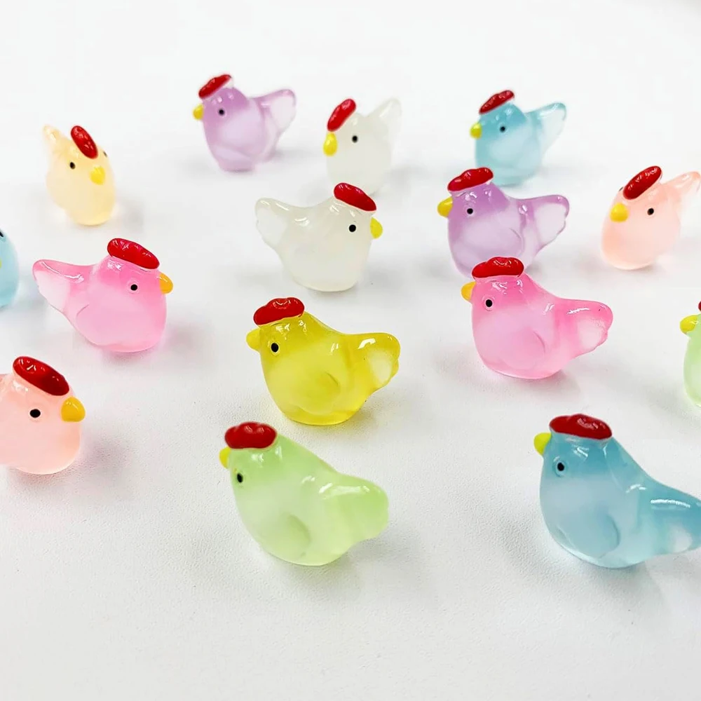 

5/10pcs Mini Resin Chickens Desk Miniatures, Glow In the Dark Cute Fairy Garden Ornament, Micro Landscape DIY Craft Decoration