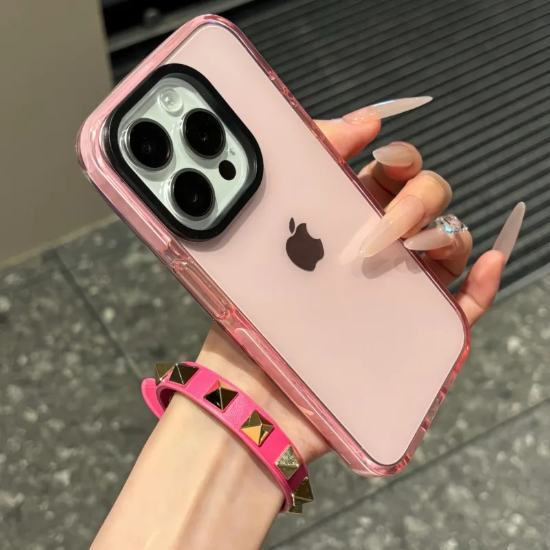 Premium Transparent Shockproof Phone Case with Fluorescent Bumper Armor Cover