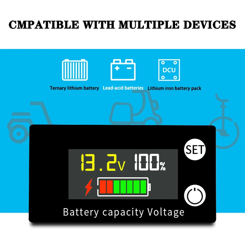 Digital Voltmeter Voltage Tester 8V-100V for Car Motorcycle
