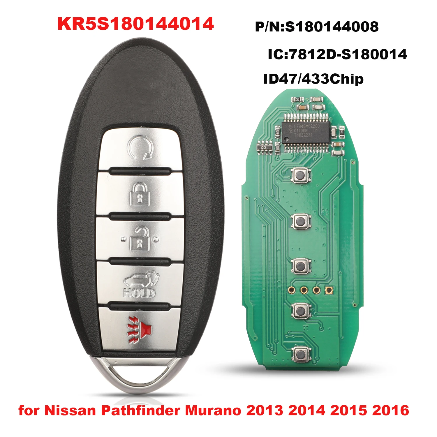 CWTWB1U840 Mando A Distancia Inteligente Para Coche, 4 Boton, 315MHz, Apto Para Nissan Sentra