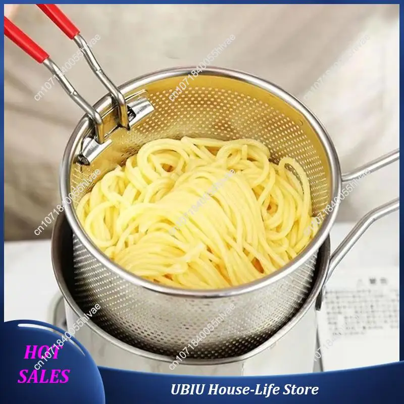 Stainless Steel Frying Pan With Frying Basket Small Home Use Anti-Scalding Silicone Handle-Best Selling