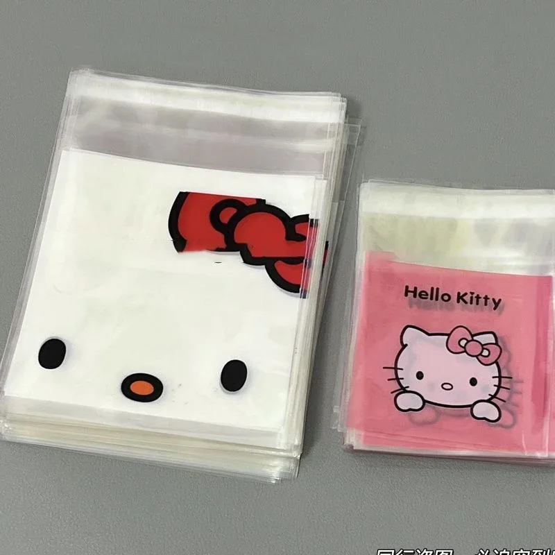 100pcs Hello Kitty Plastic Bags Candy Bag Biscuit Bag Cartoon Cute Snack Gift Opp Self-adhesive Baking Packaging plastic snack bags