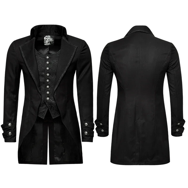 PUNK RAVE Gothic Men's Brocade Long Jacket Embroidery