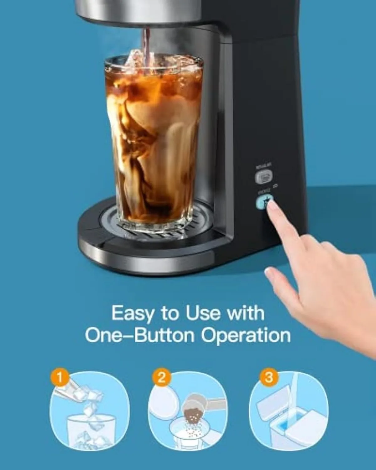 Iced Coffee Maker, Hot & Cold Coffee Maker Single Serve for K Cup / Ground, w/ Descaling Reminder & Self Cleaning | USA | NEW 3