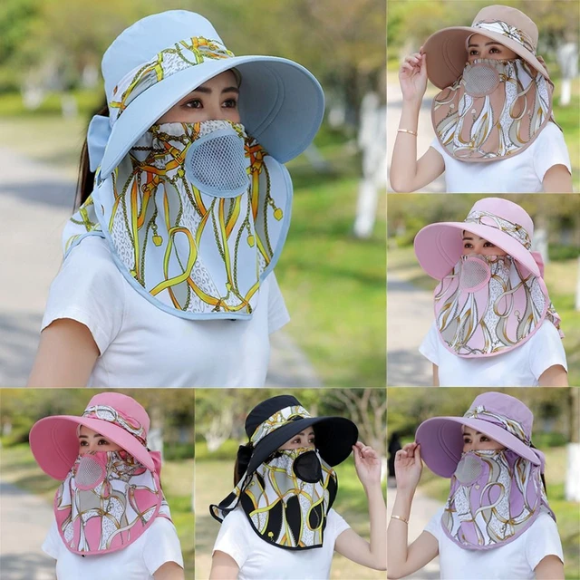 Women UV Protection Breathable Neck Face Fisherman Cap Sun Cap