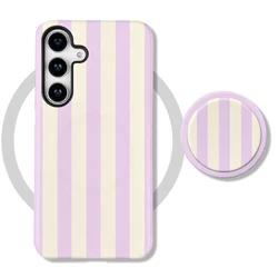 Pink Stripe Magnetic Phone Case with 2 - in - 1 Holder Cover - Galaxy S20 FE (2H1QNZJ - JSS061)