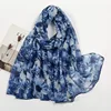 Cotton Linen Scarf for Sun Protection, Floral Print with Soft Touch Scarf, Fashionable and New 5