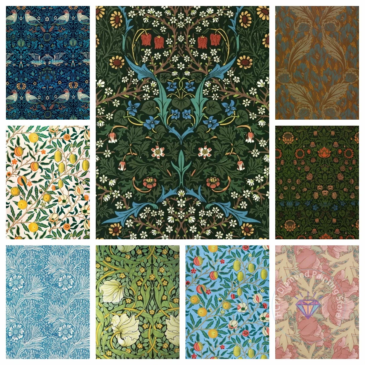 William Morris Museum Vintage Leaf Flower Art Painting Diamond Painting Kit 5D DIY Cross Stitch Handmade Crafts Home Decor Gift