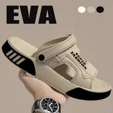 남성 슬리퍼 여름 EVA 부드러운 밑창 플랫폼 슬라이드 샌들 실내 야외 워킹 비치 신발 플립 플롭 남성 홈 신발