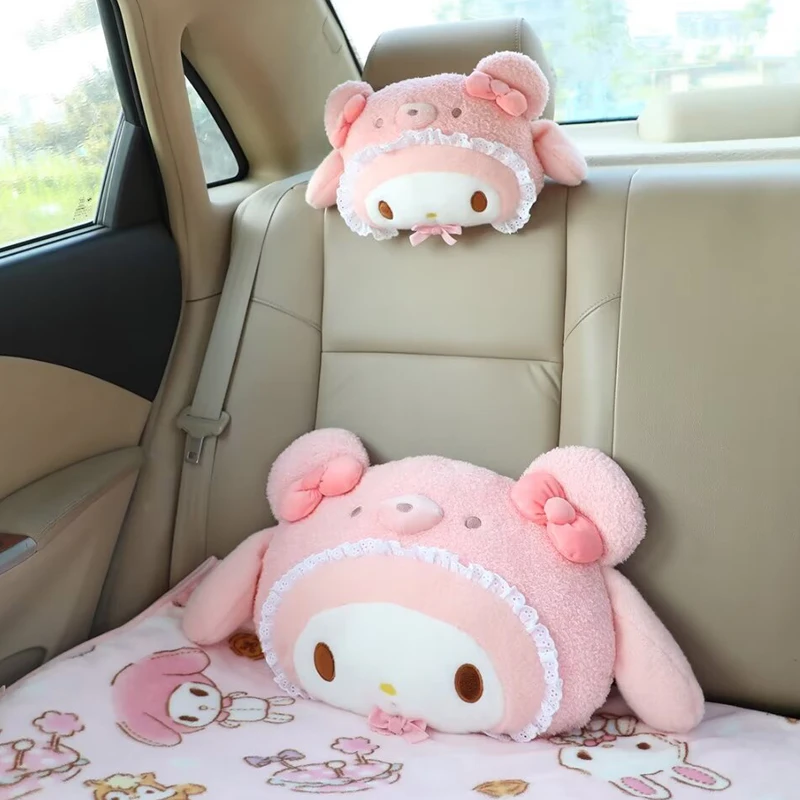 Sanrio Car Headrests Hello Kitty Car pillow Cushion Car Seat Pochacco Cinnamoroll My Melody Kuromi Pillow Girl Gift
