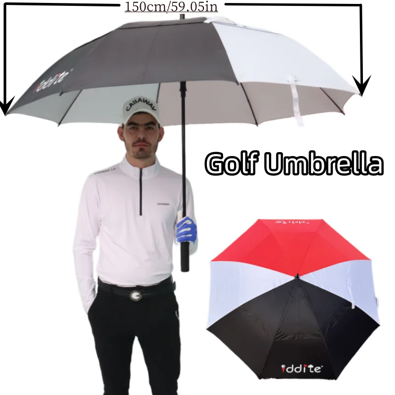 Double layered golf umbrella with long handle, sun protection, semi-automatic, wind resistant and sturdy, high-end GOLF umbrella