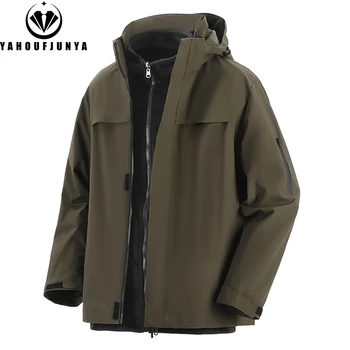 2025 Autunno Inverno Uomo Outdoor Antivento In Pile Caldo Giacca Da Viaggio Da Uomo Con Cappuccio Casual Moda Cerniera Giacca Tripla Cappotto Maschile Magliette E Camicette 1