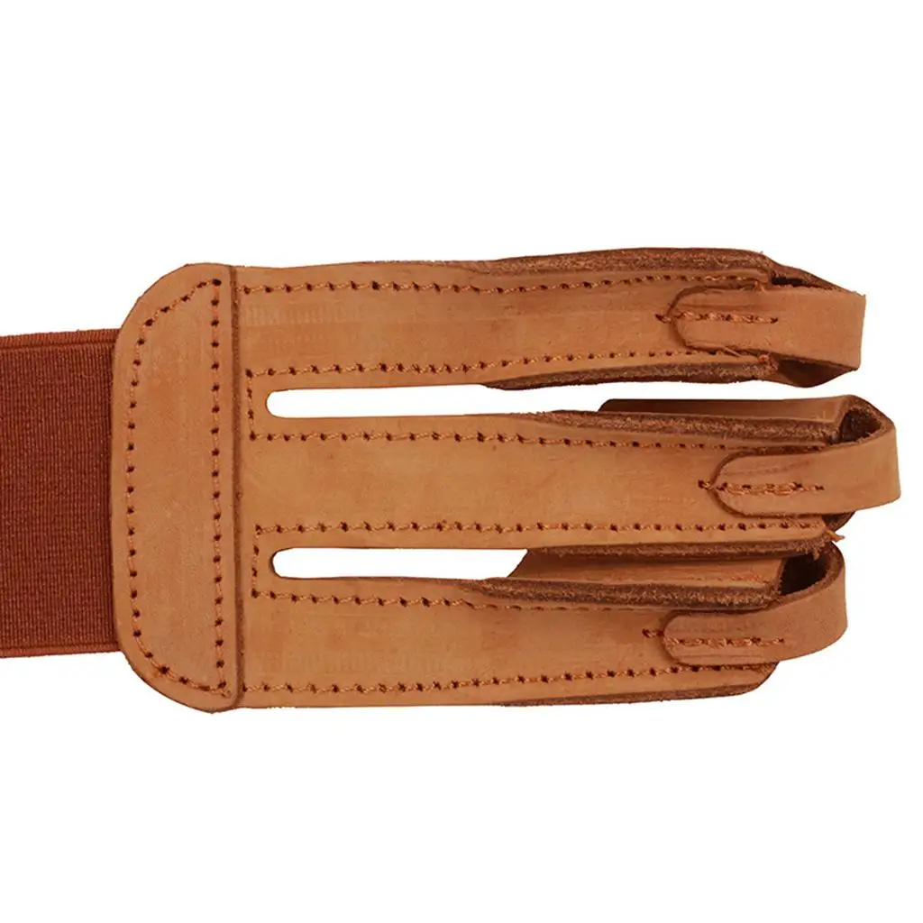 Single Outdoor Archery 3 Finger Glove Bow Leather Finger Guard Protector