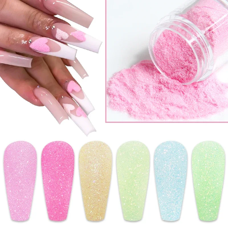 Iridescent Sugar Nail Glitter 3.5g Colorful Candy Coat Powder Pigment For Manicure Sugar Effect Shiny Dust Nail Art Decorations