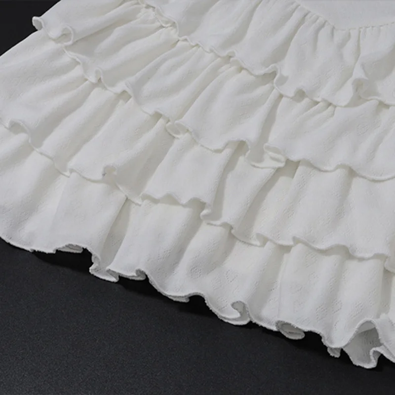 y2k Mini Skirt Women Fairycore Clothes Lace Trim Elastic Waist A-line Layered Ruffle Skirts Party Skirts Streetwear