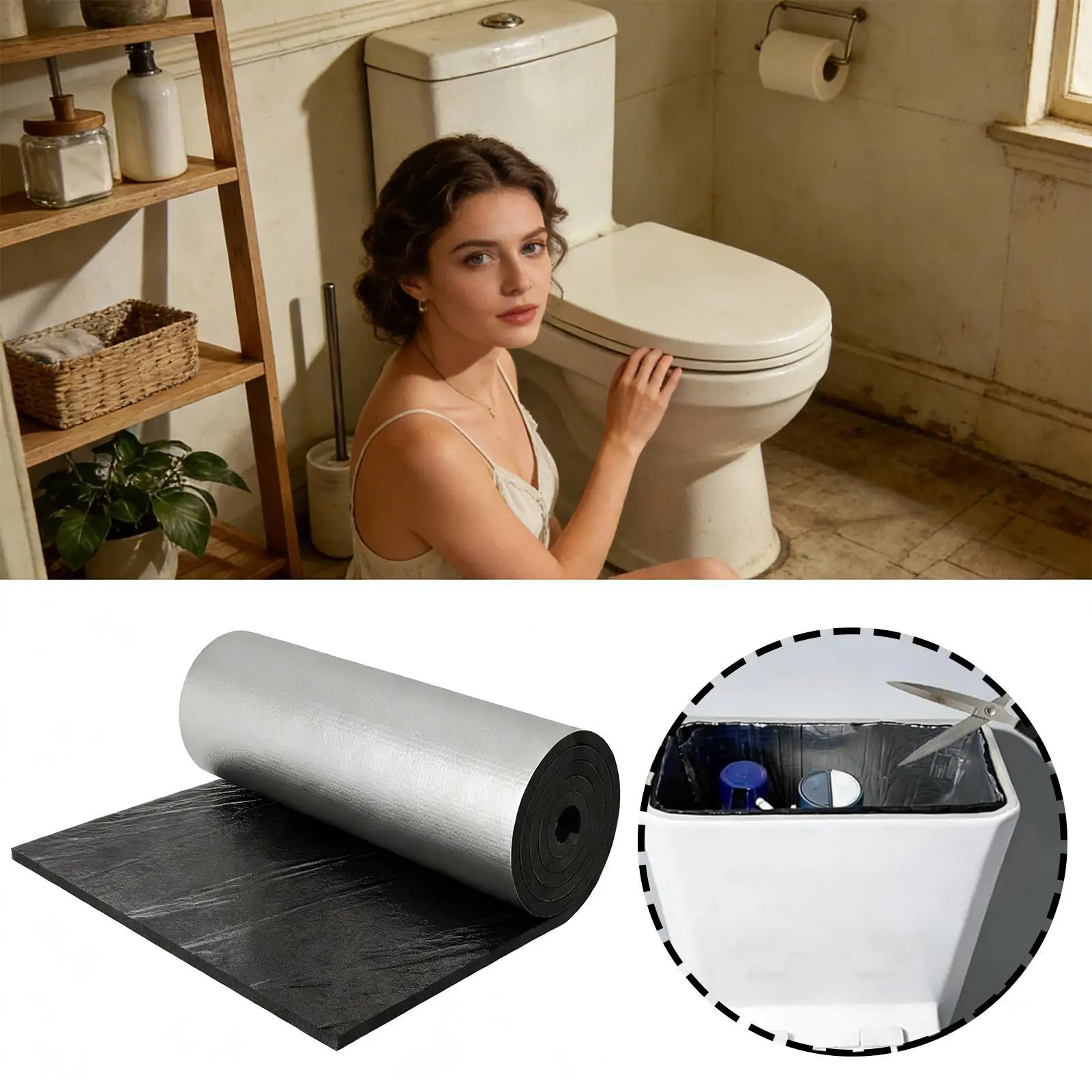 화장실 물탱크 라이너 방수 자가 접착 담요 욕조 샤워 싱크대 욕실 주방용 결로 방지 키트