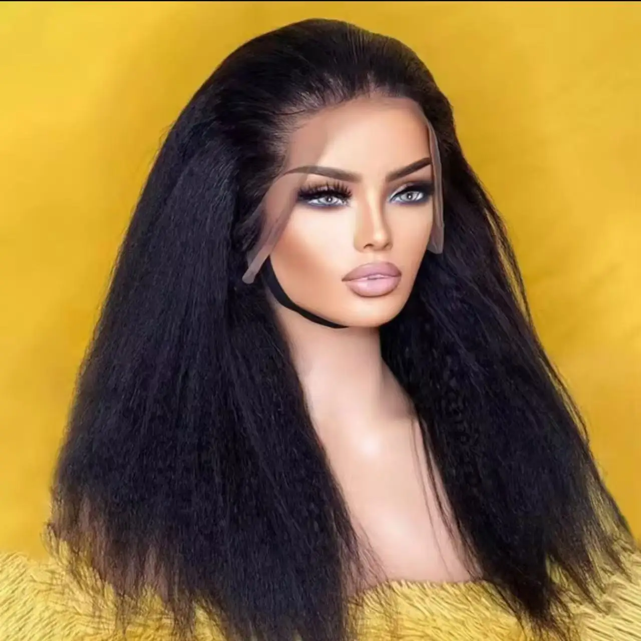 Natural Black Yaki Straight Preplucked Glueless 26&ldquo; 180 Density Lace Front Wig Black Women Baby Hair Lace Frontal Daily Lace Front Wig Lace Wigs Womens Synthetic Wigs Synthetic Wigs