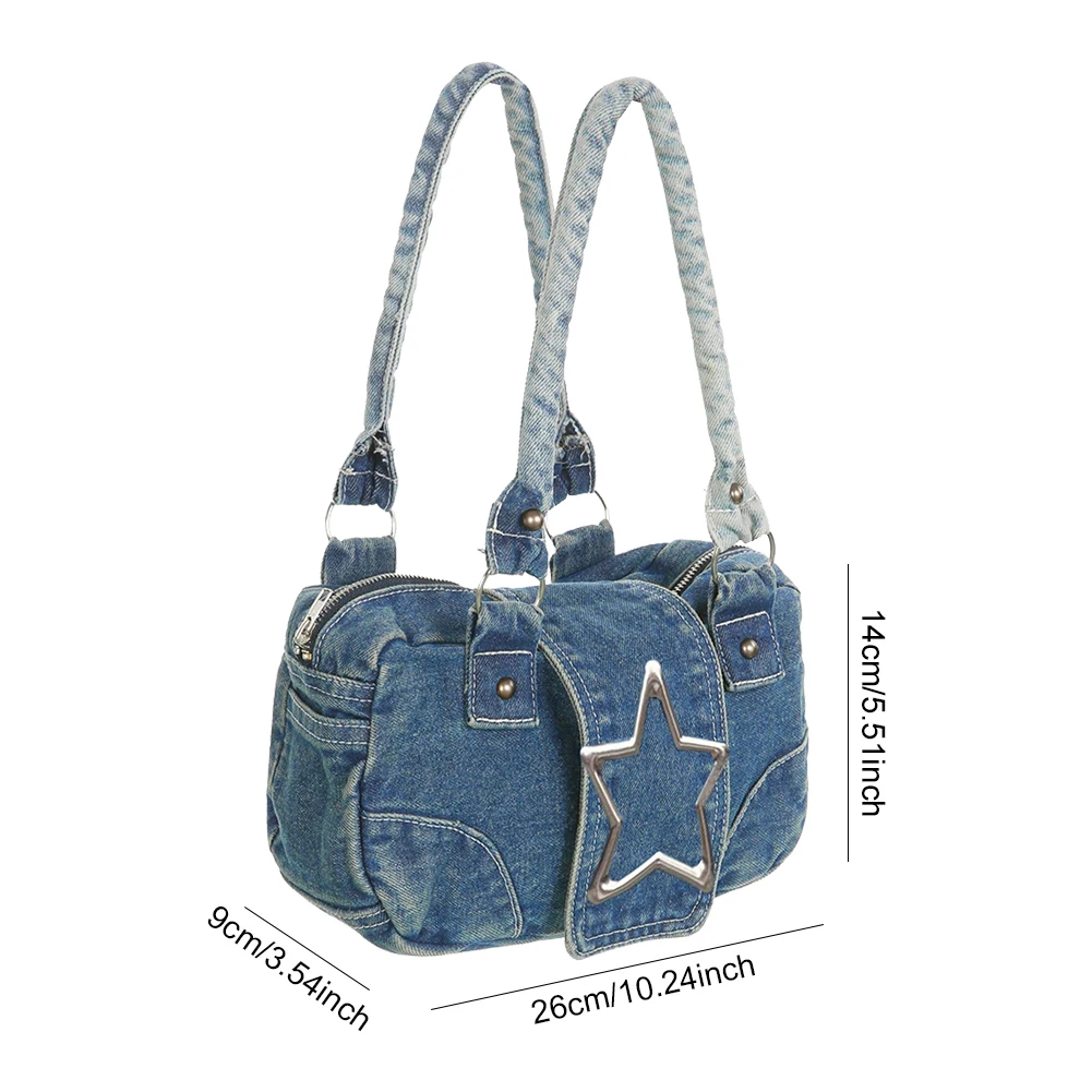 Women Y2k Star Handbag Large Capacity Fashion Girls Vintage Denim Shoulder  Bags High Quality Metal Star Square Bag Personality - AliExpress