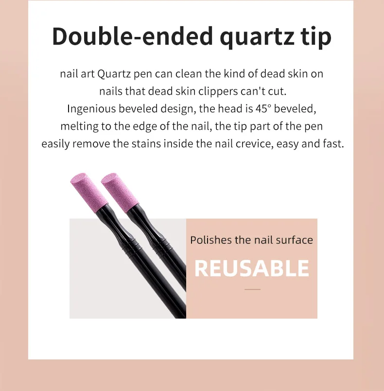 Description Picture 3 of item5Pcs Quartz Pen Nail  Cuticle Pushers Nail Polish Manicure Stick Nail Files Grinding Pen Dead Skin Remover for Natural Nail