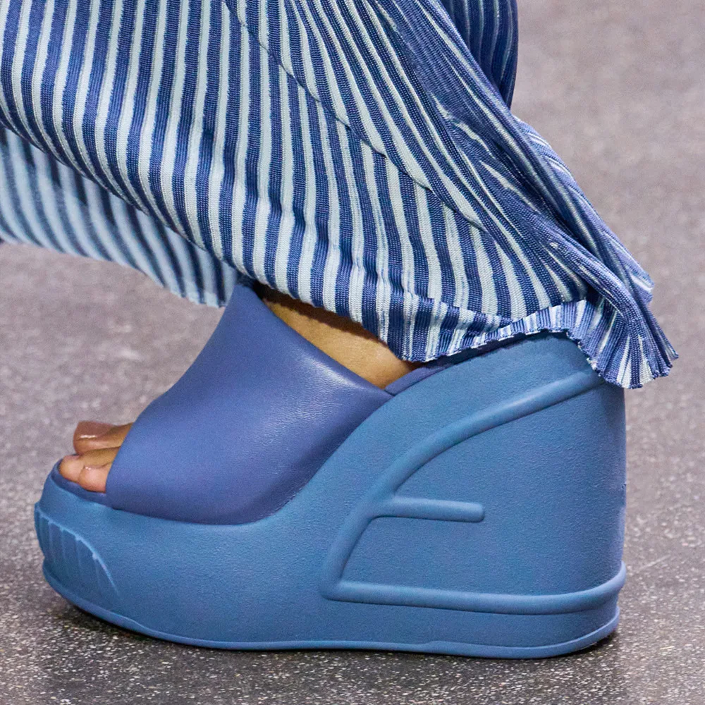 

Chunky Platform Slippers for Women, Wedges,High Heels, Round Toe, Slip-On Sandals, Summer Flip-Flops, Big Size, 34-42