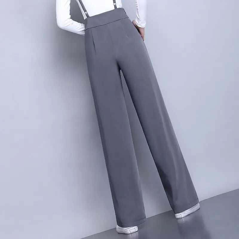 Elegant Overalls for Women Sleeveless Straps Jumpsuits Spring Autumn Wide Leg Trousers Loose Rompers Ladies Office Long Pants