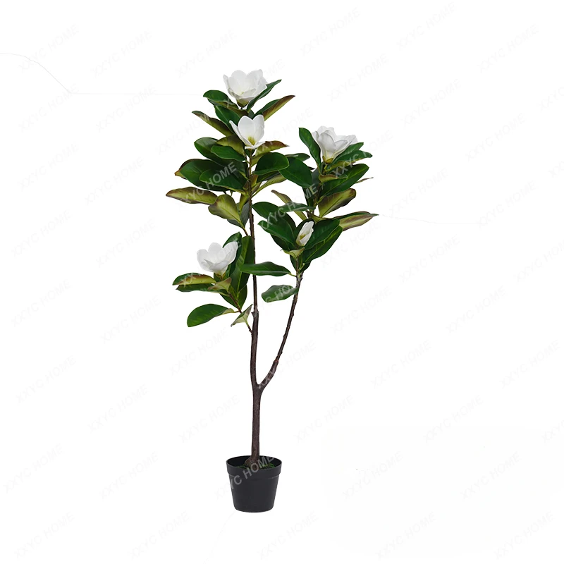 

Simulation Magnolia Plastic Artificial Flower Fake Trees Green Plant Floor Bonsai Plant Living Room Decorative Ornament