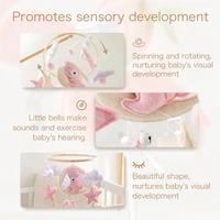 Crib Mobile Baby Wooden Bed Bell Baby Rattles Soft Felt Cartoon Bear Toys Hanger Crib Mobile Bed Bell Wood Toy Bracket Kid Gifts 2