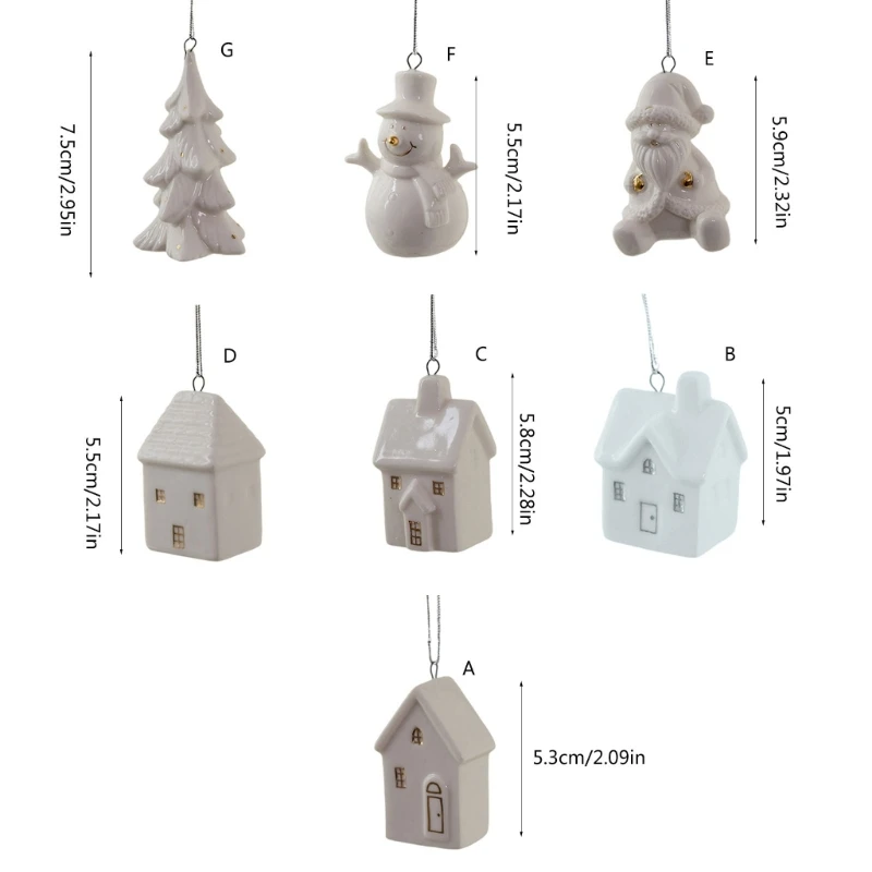 Seasonal White Ceramic Tree Decoration Farmhouses Ceramic Christmas Themed Ornament Gifts Tree Hanging Decoration christmas decorations