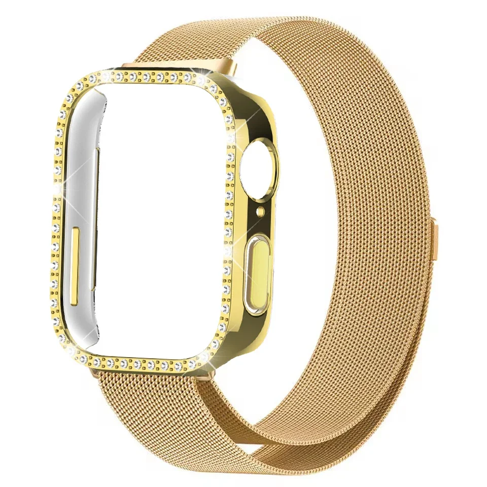 Luxury Diamond Case Metal Milanese Magnetic Loop Strap