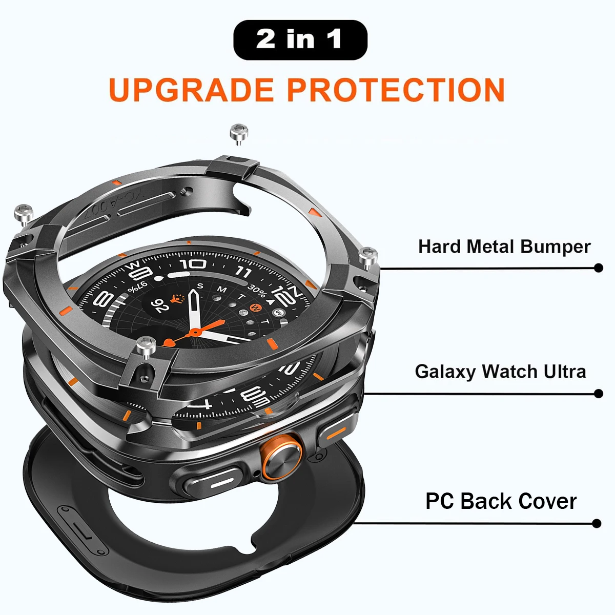 Luxury Aluminum Watch Case with Metal Cover and Screen Protector
