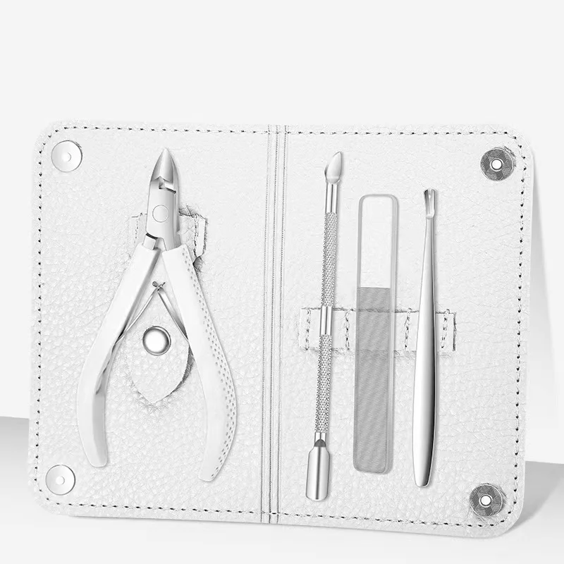 4PCS Hand Repair Tool Combination Professional Nail Scrap Scissors Steel Push Scrap Fork File Set Decoration Nail Care Set