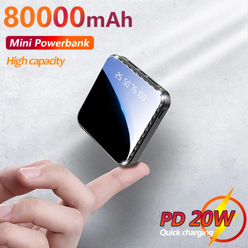 portable charger 80000mAh Pocket Mini Power Bank External Battery Suitable for Samsung Xiaomi Iphone Portable Fast Charger best powerbanks