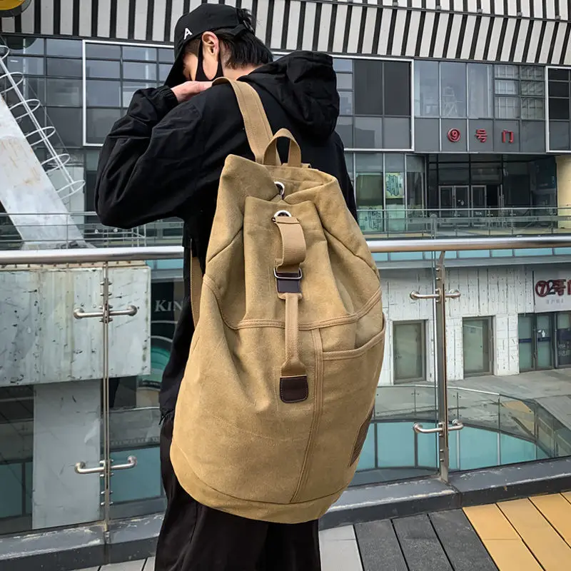 

Вместительные дорожные рюкзаки для мужчин, Холщовая Сумка-ведро на плечо, спортивные уличные мешки для путешествий, E560