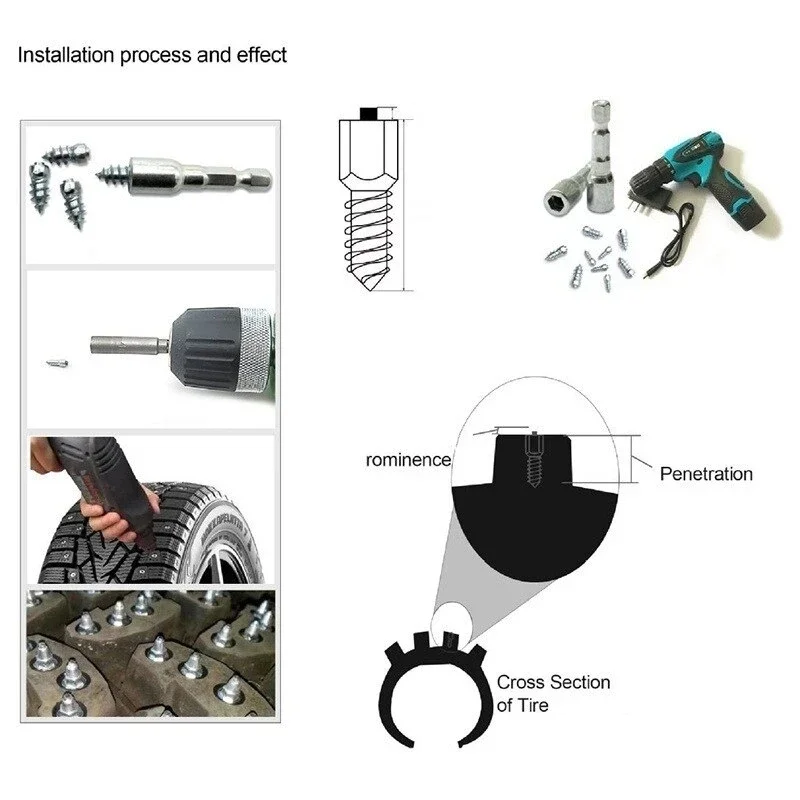 10/20/30pcs Car Tire Studs Anti-Slip Screws Nails Auto Motorcycle Bike Truck Off-road Tyre Anti-ice Spikes Snow Sole Tire Cleats