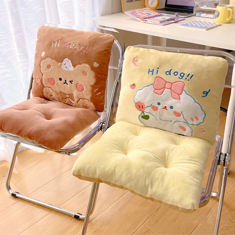 

Cute Bear Home Decorative Cushion For Chair Kawaii Plush Stuffed Animal Sitting Back Cushion For Office School Korean Room Decor
