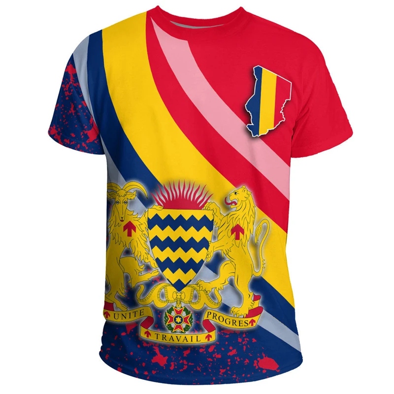 

Chad Flag Map Graphic T Shirts Casual Sport Jersey National Emblem T Shirt For Men Clothes Coat Of Arms Male Tshirt Fashion Tops