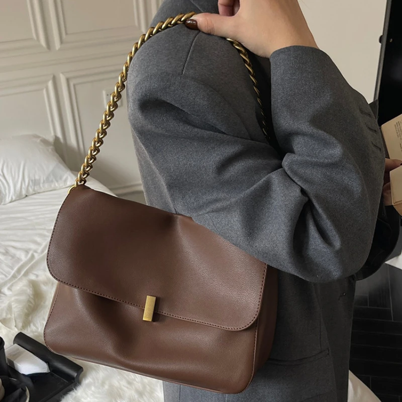 

Высококачественная винтажная темпераментная вместительная сумка через плечо, модная многофункциональная сумка для отдыха, изысканная дизайнерская сумка с цепочкой