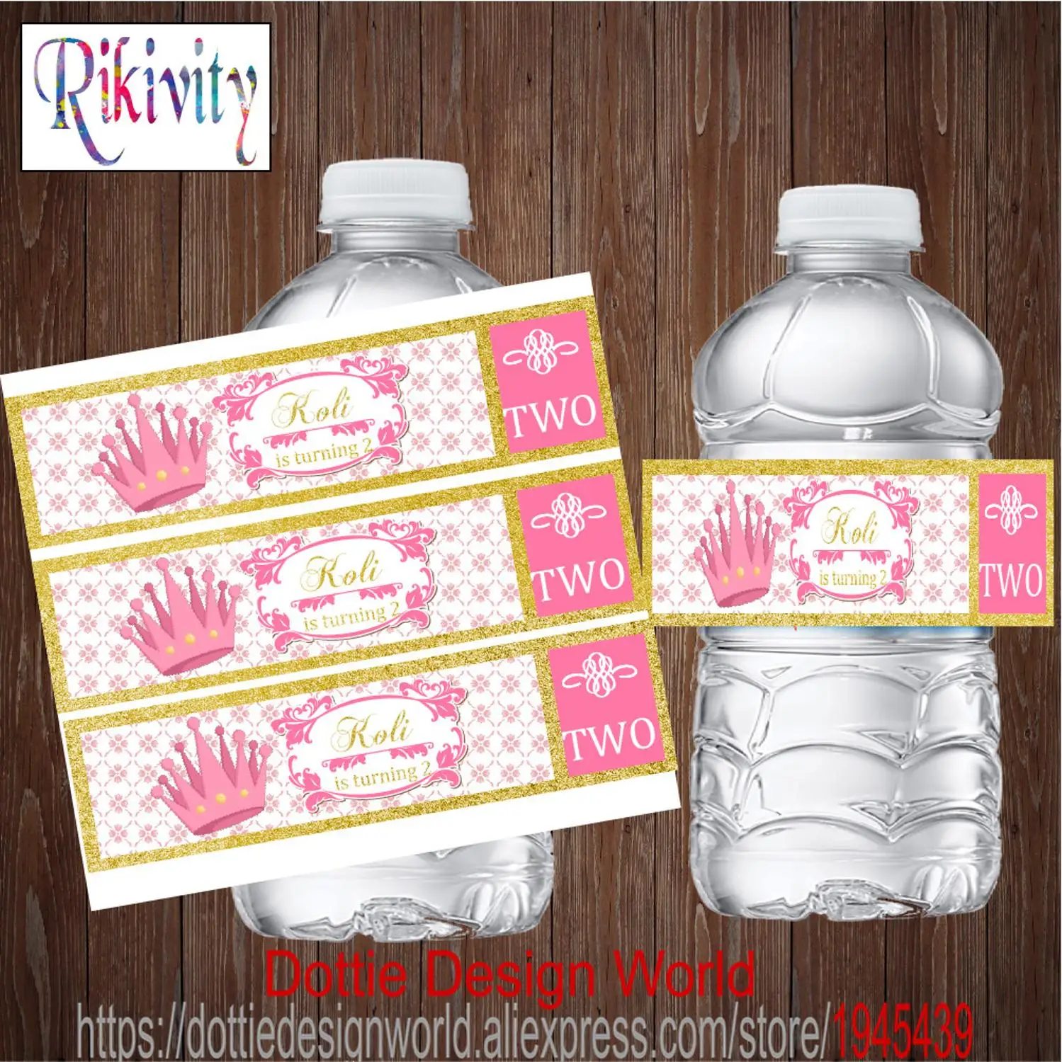 30/20 Personald Pink Crown Princess Water Bottle Wine Champagne Labels Candy Wraps Stickers Baby Shower Bomboniere Per Feste Di Compleanno
