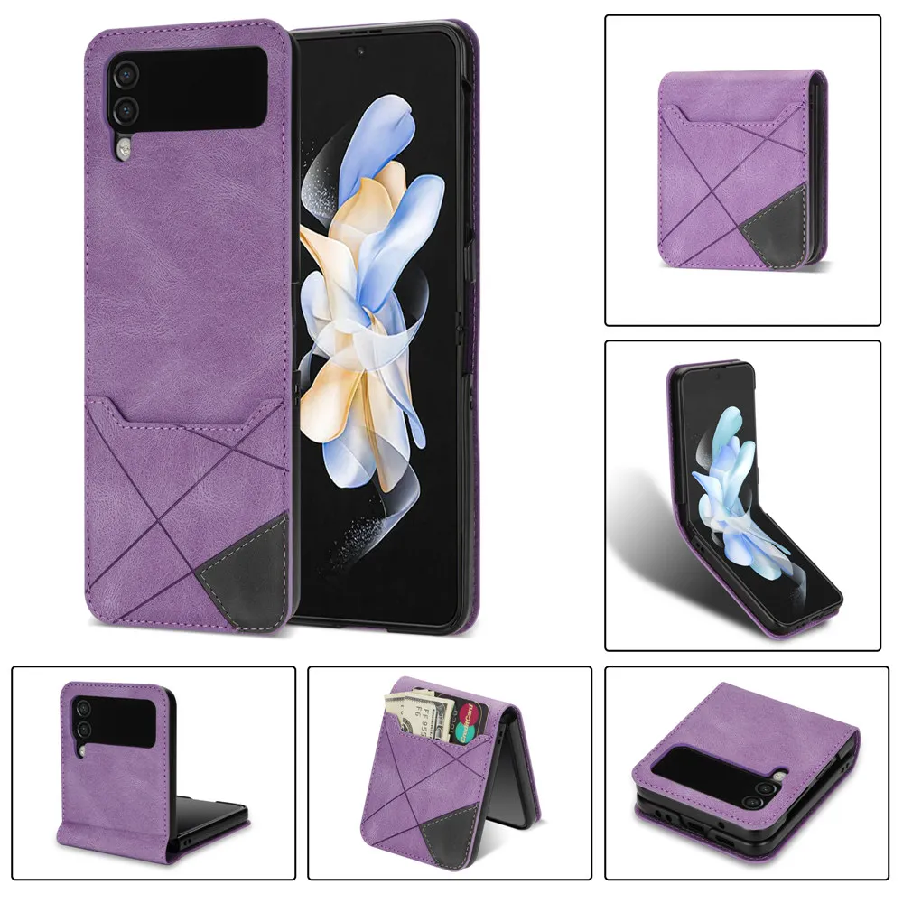 Elegant Splicing Line Leather Wallet Phone Case with Credit Card Slots