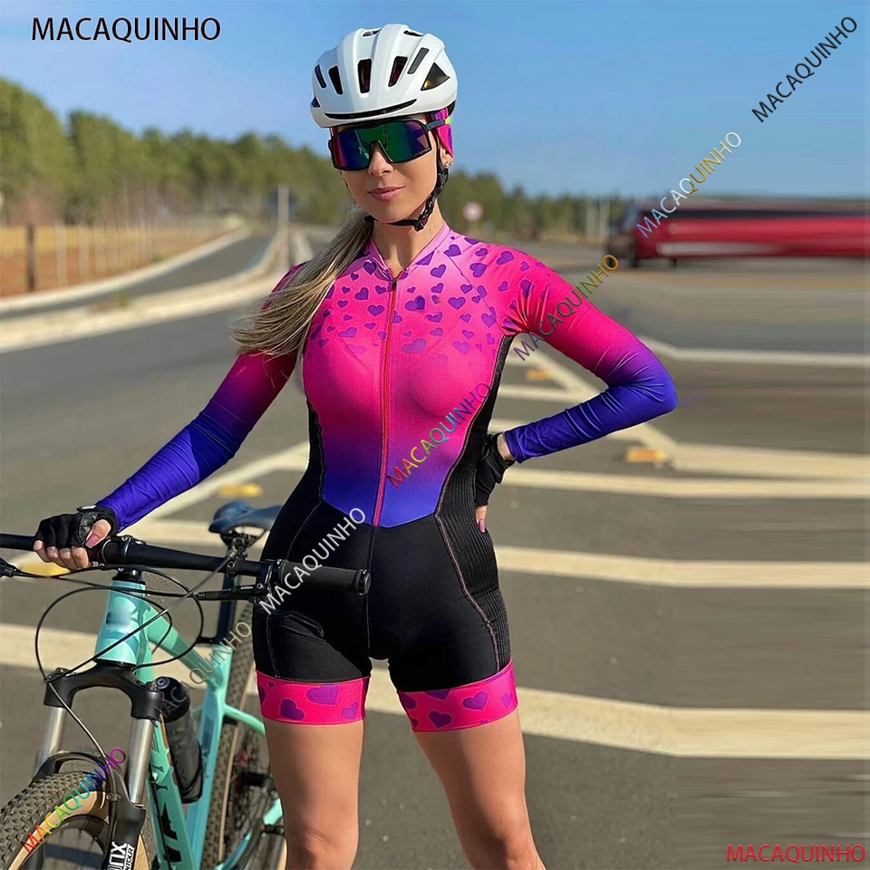 KOZUJI Traje de ciclismo para mujer conjunto de triatlón de manga larga  traje de bicicleta de montaña sudadera con almohadilla de gel 9D ropa de –  Yaxa Costa Rica