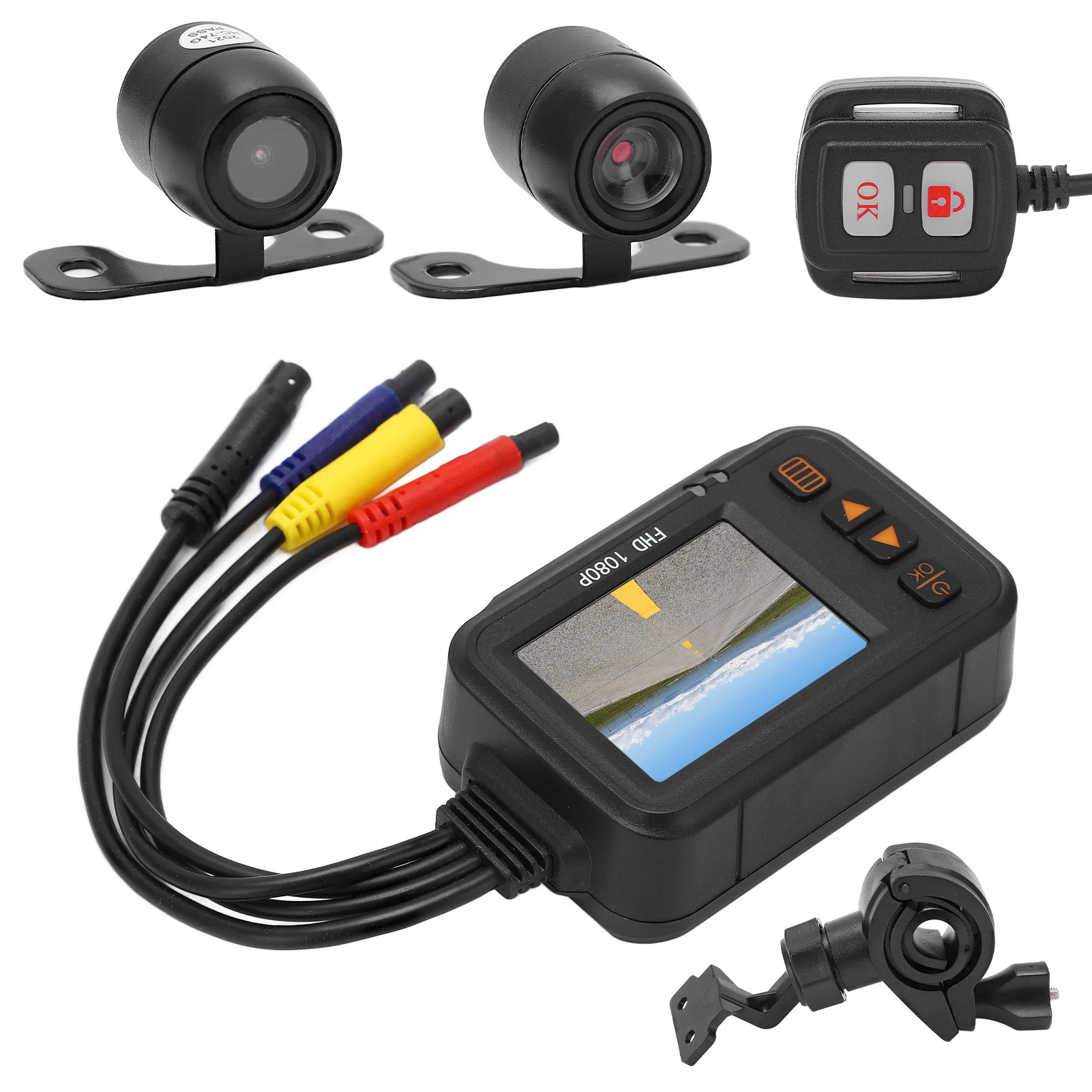 Front View Cam Motorcycle DVR Motorcycle Driving Recorder 2in Display Front Rear Dual Camera 1080P+720P Waterproof Multifunction