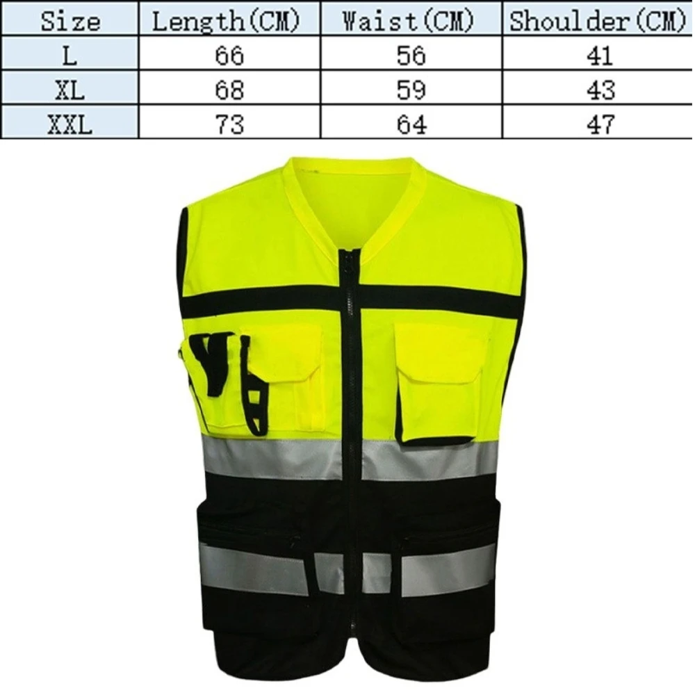 Cycling Clothing Reflective Vest Jacket with Zip Front Pockets